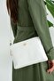 White Women's Soft Leather 4 Compartment Long Cross Strap Medium Size Useful Shoulder Bag - 3
