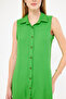 Women's Green Collared Buttoned Dress Arm-17Y00028 - 2