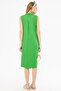Women's Green Collared Buttoned Dress Arm-17Y00028 - 4