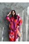 Patterned Long Hijab Shirt Dress Green-Fuchsia Oversize - 4