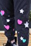 Star-Heart Pattern Detailed Girl's Double Pocket Anthracite Sweatpants - 4