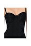 9265 Patterned Fabric Long Bustier - Black