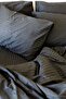 5 Star Luxury Hotel Type Double Elastic Striped Cotton Satin Duvet Cover Set Black - 3