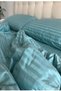 Luxury Hotel Type Double Duvet Cover Set with Elastic Sheets Striped Cotton Satin Turquoise Color 160x200 - 5