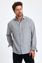 Men's Classic Fit Regular Fit Long Sleeve 100% Cotton Linen Texture Sleeve Folded Striped Shirt - 3