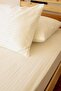 Luxury Hotel Series Single Fitted Sheet Striped Satin Duvet Cover Set Ecru Cream Color - 2