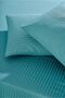 Luxury Hotel Series Single Duvet Cover Set with Elastic Sheets Striped Cotton Satin Turquoise Color - 5