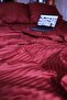 Luxury Color Series Double Striped Cotton Satin Elastic Sheet Set 160x200 Claret Red - 2