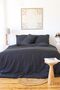 5 Star Luxury Hotel Type King Size Striped Cotton Satin Duvet Cover Set 180x200 Fitted Sheet Black