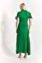 Women's Green Sleeve Tied Waist Belted Shirt Dress Arm-23y001004 - 4