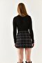Women's Plaid Pattern Stitched Slit Mini Skirt Arm-22y001196 - 4
