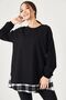 Women's Black Back Plaid Pattern Sweatshirt ARM-21K024045