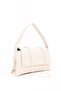 Women's Mini Baguette Crossbody Gold Chain Strap Handbag and Shoulder Bag Cream