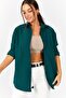 Women's Dark Green Oversize Long Basic Shirt ARM-22Y001118 - 3