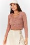 Women's Powder Sequined Bearded Crop Sweater ARM-22Y001179 - 3