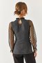 Women's Anthracite Ribbed Knitwear Sweater with Tulle on Sleeves and Collar ARM-22K001043 - 4