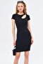 Women's Black Collar Windowed Short Sleeve Dress ARM-24Y133008