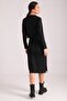 Women's Black Fitted Shirt Collar Side Slit Long Dress ARM-24K001074 - 4