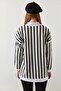 Women's Black Striped Round Collar Oversize Sweatshirt ARM-22Y001191 - 4
