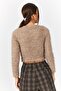 Women's Beige Sequin Bearded Crop Sweater ARM-22Y001179 - 4