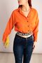 Women's Orange Elastic Waist Crop Shirt Arm-23y001005 - 2
