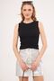 Women's Black Crew Neck Sleeveless Ribbed Blouse ARM-24Y133005 - 2