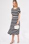 Women's White Dekatessera Dress Bat Sleeve Elastic Waist Skirt Lined Striped Midi Length ARM-24Y001036 - 4