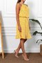 Women's Yellow Halter Neck Belted Waist Ruffle Skirt Dress ARM-23Y001112 - 3