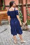 Women's Navy Blue Elastic Waist Strap Dress ARM-21K001214 - 3