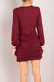 Women's Burgundy Skirt Gather Detailed V-Neck Silvery Mini Dress ARM-24K001050 - 5