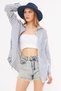 Navy Blue Striped Oversize Pleated Women's Shirt - Long Sleeve, Pocket Detail, ARM-24Y001057 - 3