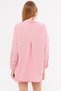Women's Fuchsia Stripe Long Sleeve Pocket Detail Pleated Oversize Shirt Arm-24Y 001057 - 6