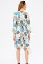 Women's Light Blue V-Neck Tie Waist Ruffle Long Sleeve Dress ARM-24Y001009 - 6