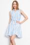 Blue Sleeveless Dress - Button and Belt, Collar, ARM-24Y001066