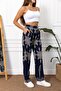 Women's Navy Blue Patterned Wide Leg Trousers ARM-23Y001124 - 2