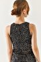 Women's Halter Neck Sequin Crop Blouse - 4