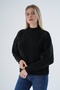 Women's Black Oversize Half Fisherman Knit Honeycomb Knit Wool Special Yarn Knitwear Knitted Sweater - 5