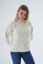 Women's Bone Oversize Half Fisherman Knit Honeycomb Knit Wool Special Yarn Knitwear Knitted Sweater