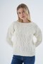 Women's Bone Crew Neck Braided Wool Blended Special Yarn Knitwear Knitted Sweater Trist-6164 - 6