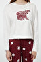 Claret Red 100% Cotton Star Pattern Knitted Pajama Set Thmaw21Pt0241 - 4