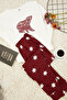 Claret Red 100% Cotton Star Pattern Knitted Pajama Set Thmaw21Pt0241 - 6