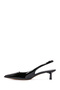 Black Leather Low Heel Stiletto - Open Back 24sfd 120916 - 6