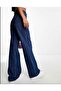 Navy Blue Lycra Super Extra High Waist Wide Leg Palazzo Casual Jean Trousers - 3