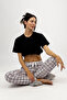 Women's Pajama Bottoms Red Stripe White Square with Ribbon - 8