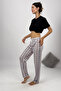 Women's Pajama Bottoms Red Stripe White Square with Ribbon - 3