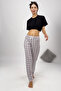 Women's Pajama Bottoms Red Stripe White Square with Ribbon - 2