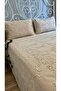 Embroidered Beige Bedspread Set Pique Set Detailed Multi-Purpose Cover - 2