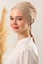 Women's Hijab Stitch-Free Bone Milky Brown Tied Combed Cotton Bone - 2