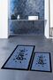 Printed Washable Non-Slip Framed Bath Mat with Writing, Double Bathroom Rug, Toilet Seat Set - 6