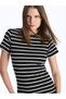 Crew Neck Striped Short Sleeve Women's Bodycon Dress - 2